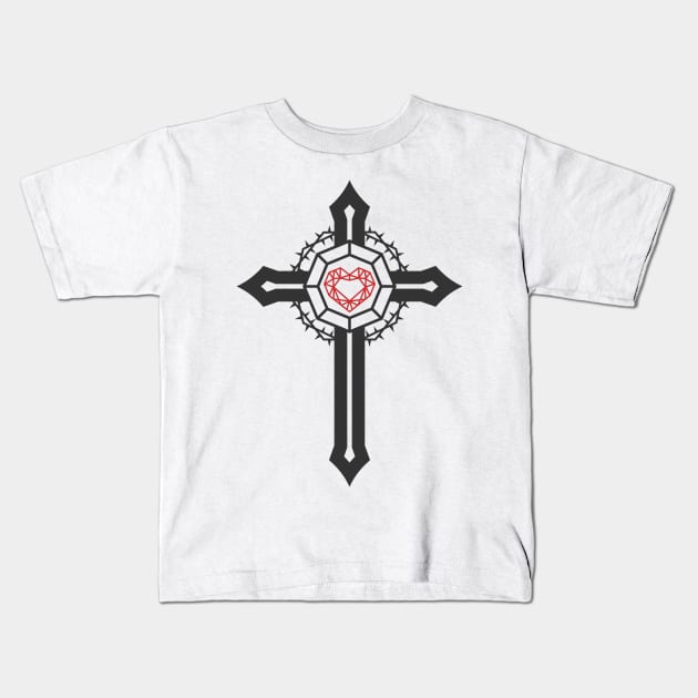 The diamond of God's love on the cross. Crown of thorns Kids T-Shirt by Reformer